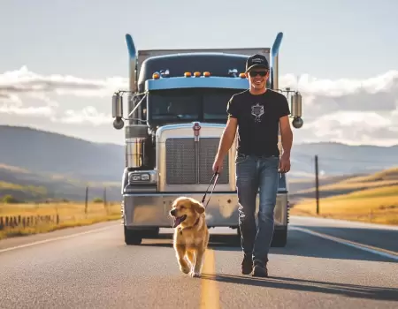 truck driver with a dog