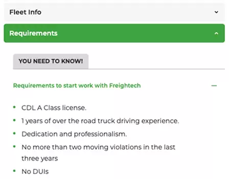 Freightech Trucking company business page at Newjobs4you