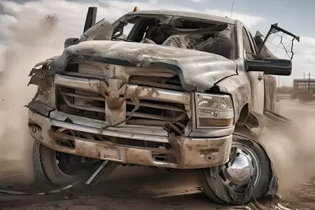 Injured and Trapped: Pickup Truck Destroyed in Crash with Distracted Truck Driver