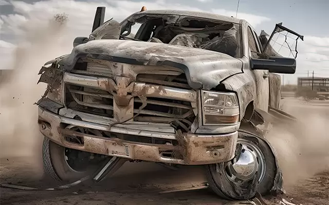 Injured and Trapped: Pickup Truck Destroyed in Crash with Distracted Truck Driver